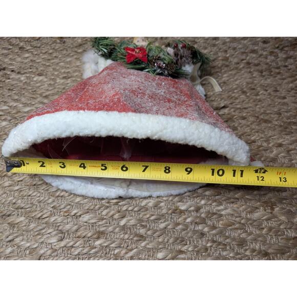 Victorian Christmas Feather Angel Tree Topper Red Green Frosted White Gown 16.5” - Picture 12 of 12